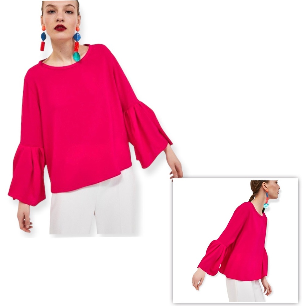 Zara Barbie Pink Bell Sleeve Blouse